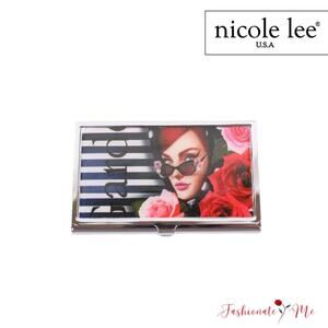 Nicole Lee USA Exclusive Premium Print Snap Closure Metallic Business Card Case